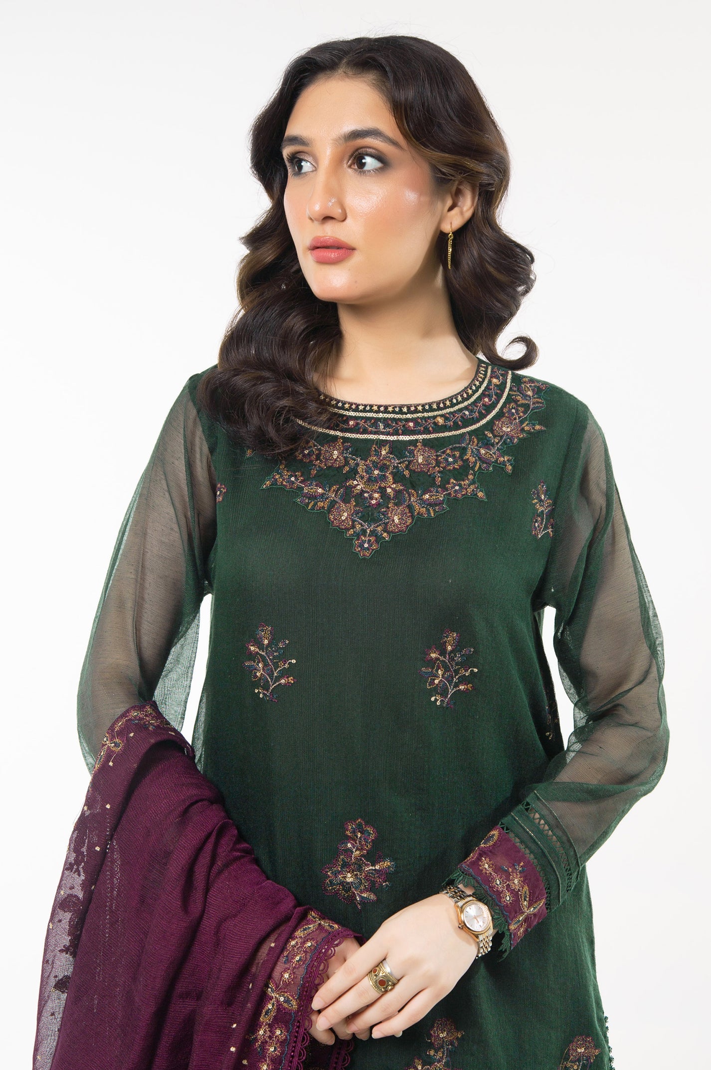 Unstitched 2 Piece Paste Printed Viscose Crepe Lurex Suit
