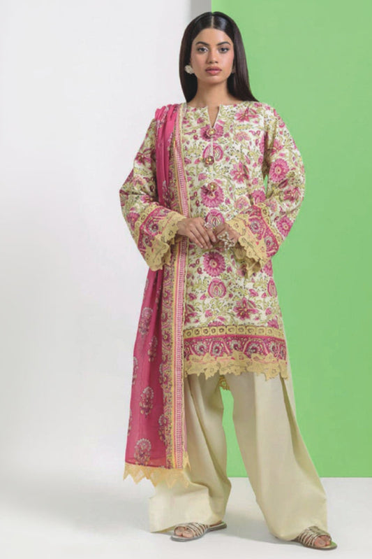 Unstitched 2 Piece Paste Printed Viscose Crepe Lurex Suit