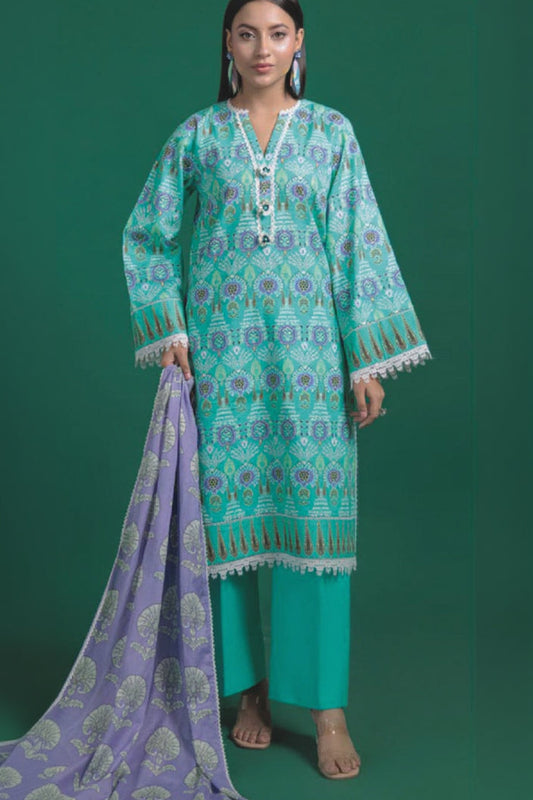 Unstitched 2 Piece Paste Printed Viscose Crepe Lurex Suit