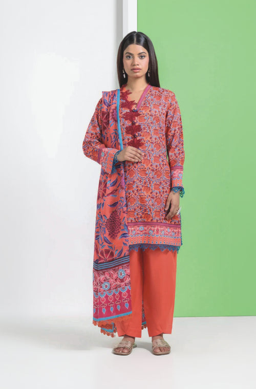 Unstitched 2 Piece Paste Printed Viscose Crepe Lurex Suit