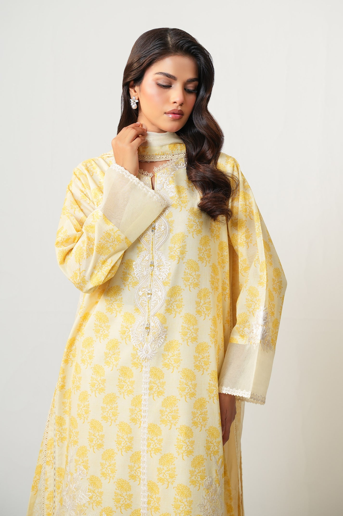 Unstitched 2 Piece Paste Printed Viscose Crepe Lurex Suit