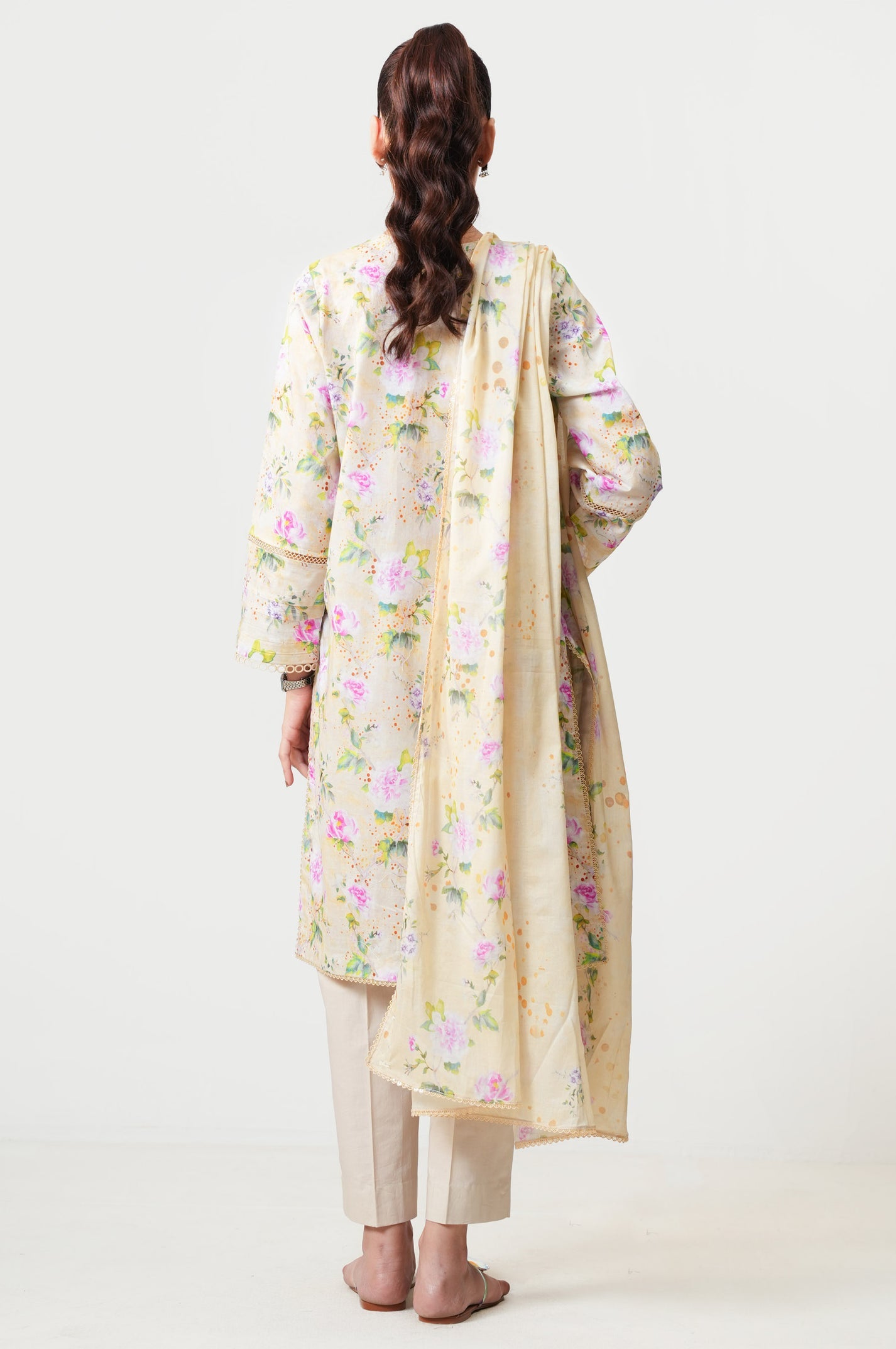 Unstitched 2 Piece Paste Printed Viscose Crepe Lurex Suit
