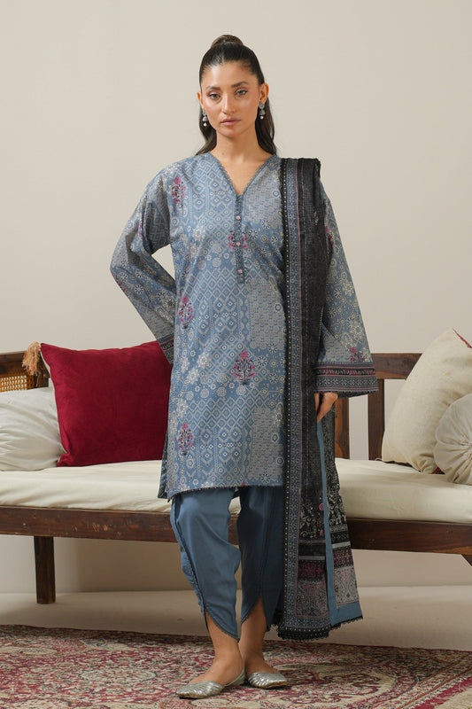 PRINTED LAWN UNSTITCHED 3 PIECE SUIT