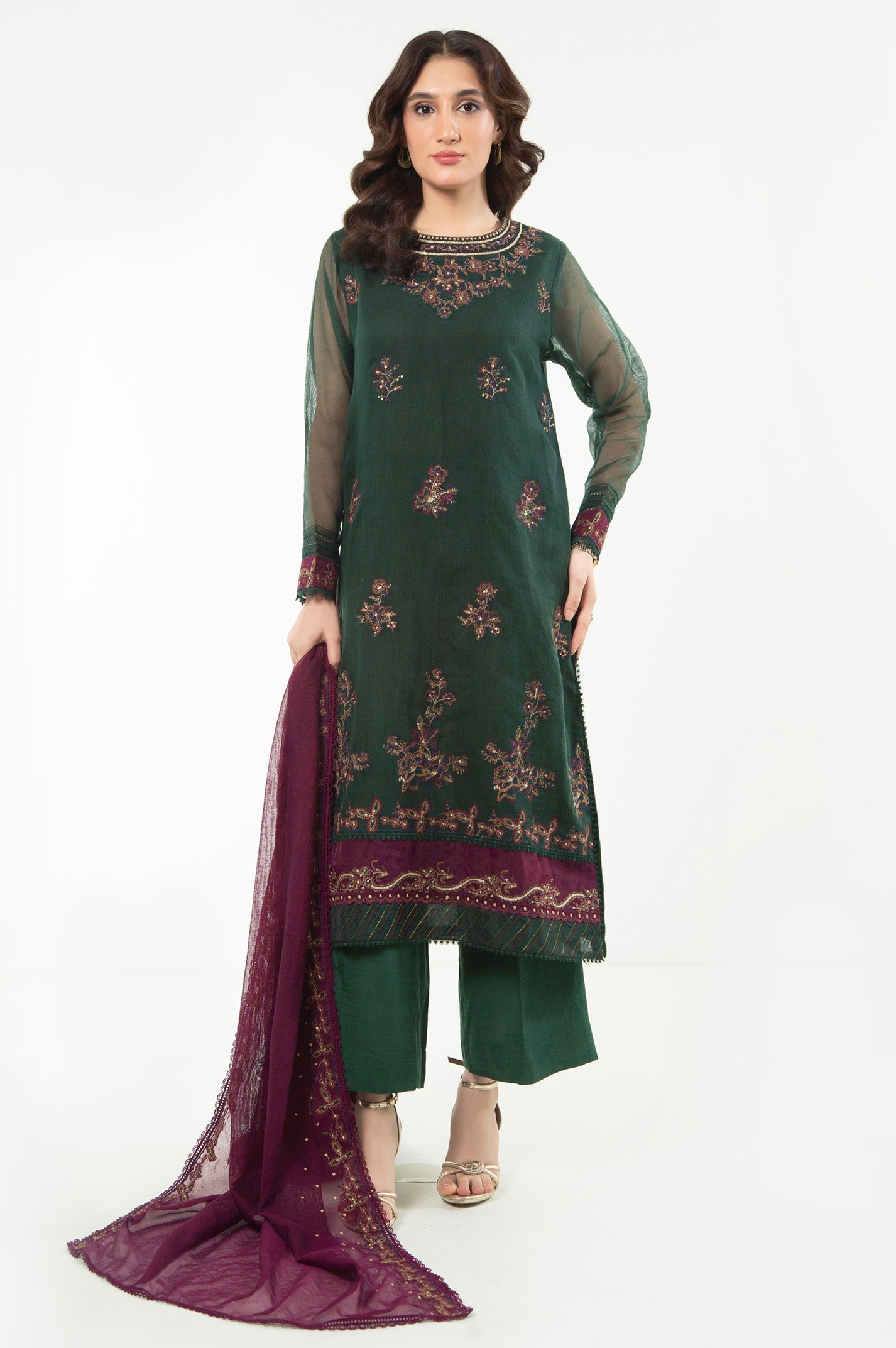 Unstitched 2 Piece Paste Printed Viscose Crepe Lurex Suit